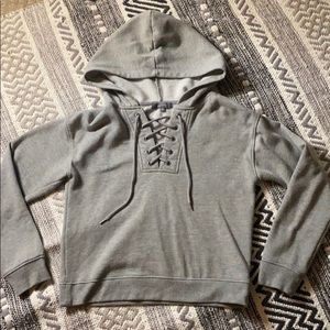 Grey lace up hoodie